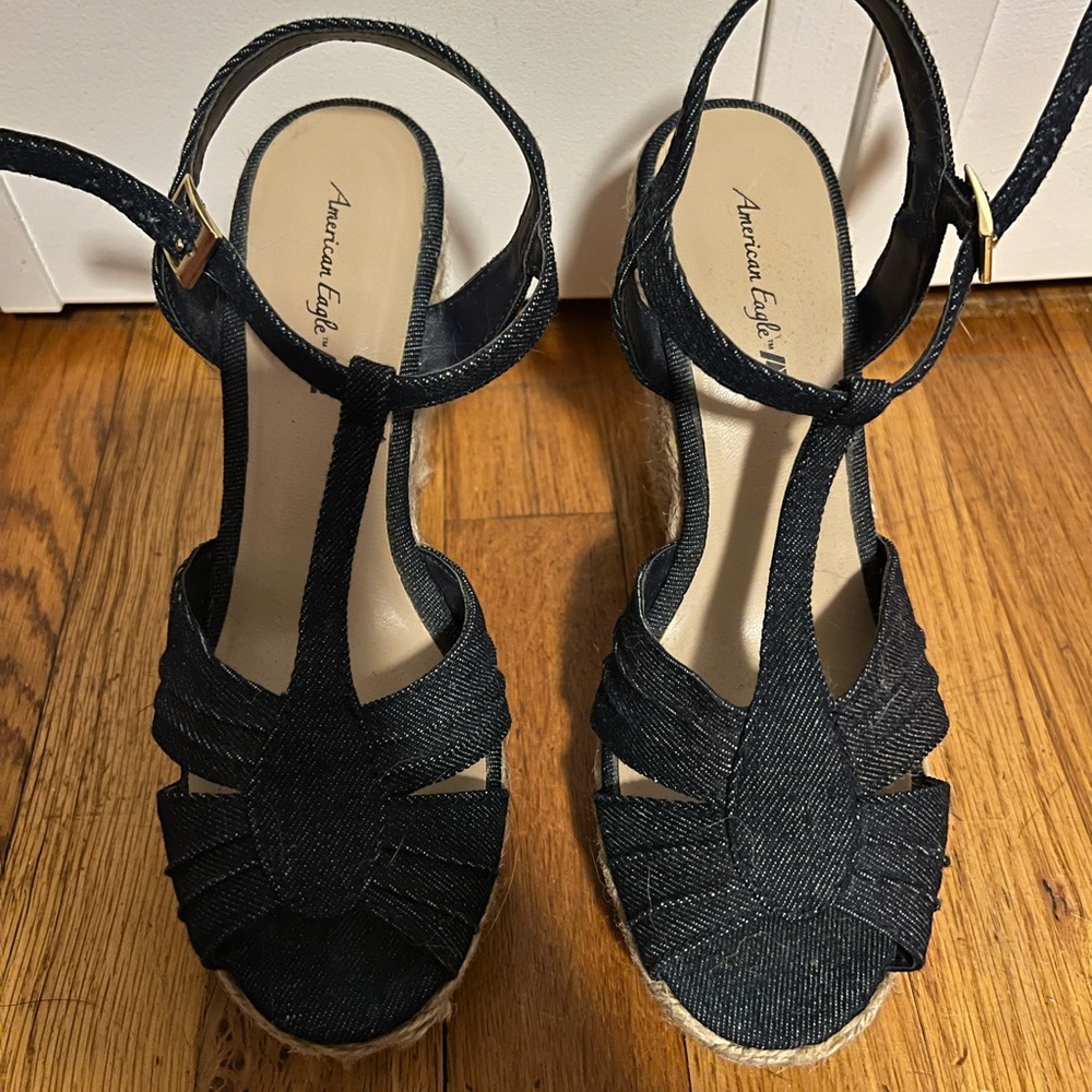 American Eagle Denim Wedge Sandal